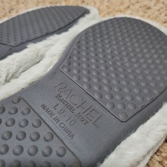 RACHEL Rachel Roy Ruby Plush Gray Slingback Furry Slipper Size L 9-10 - Picture 3 of 7